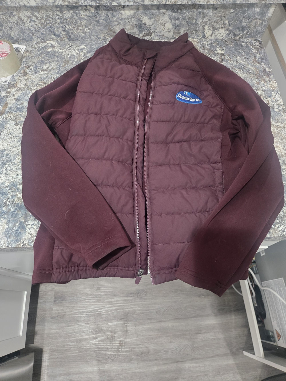Ocean Spray Burgundy Quilted Zip Up